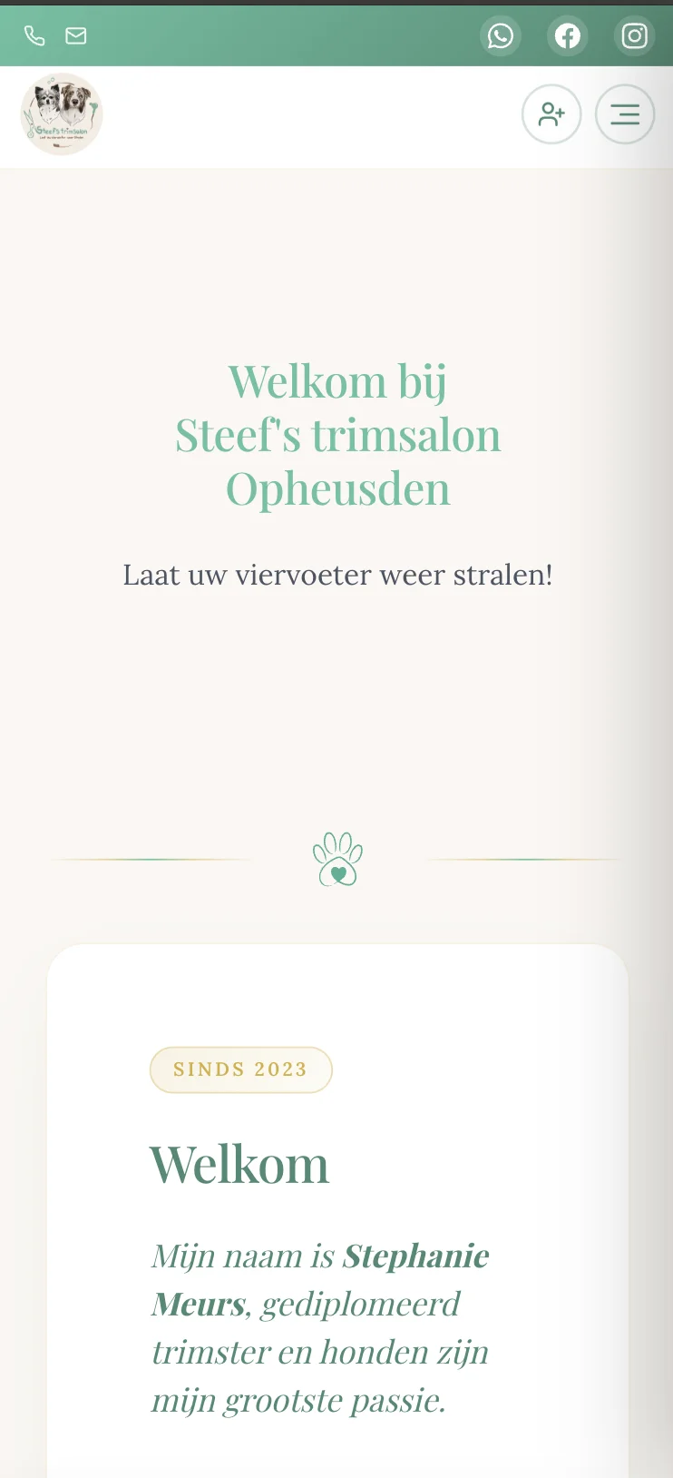 Mobile view of Steef's grooming salon